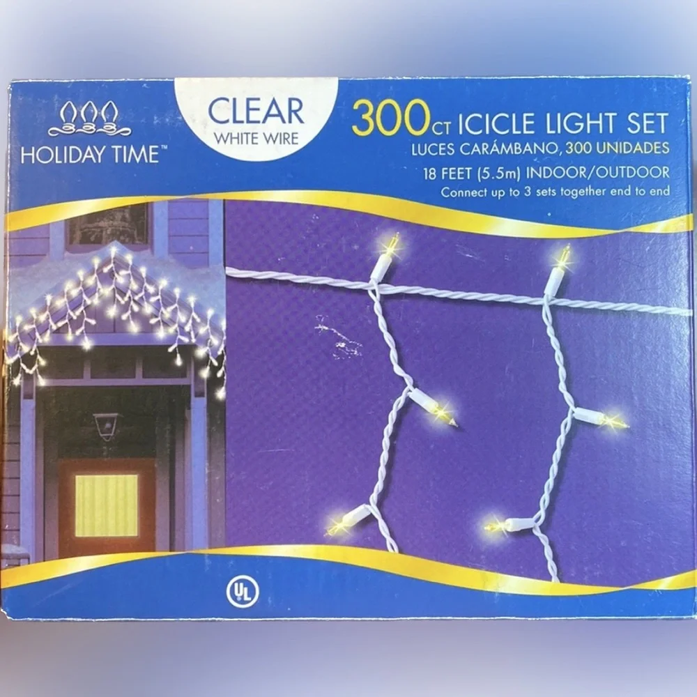 Holiday Time 300 Count 19’ Clear Icicle Light Set